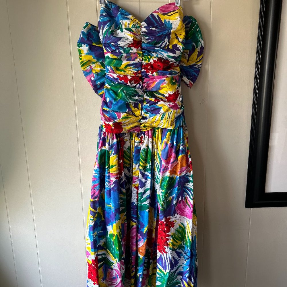 Vintage Melissa Collection Floral 80s/90s Sleeveless Dress Sz M